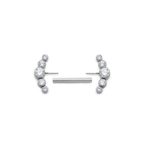 Curved Gem Cluster Titanium Nipple Barbell - Threadless