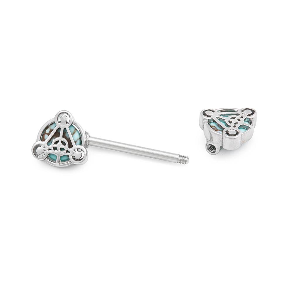 14g 15mm Turquoise Stone Scutum Fidei Nipple Barbell — Price Per 1