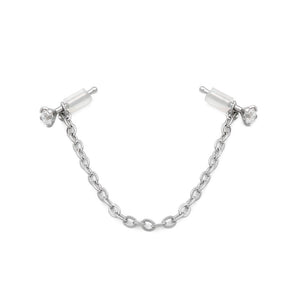 20g 1/4” Crystal Nose Bone Chain and Ring Jewelry Set