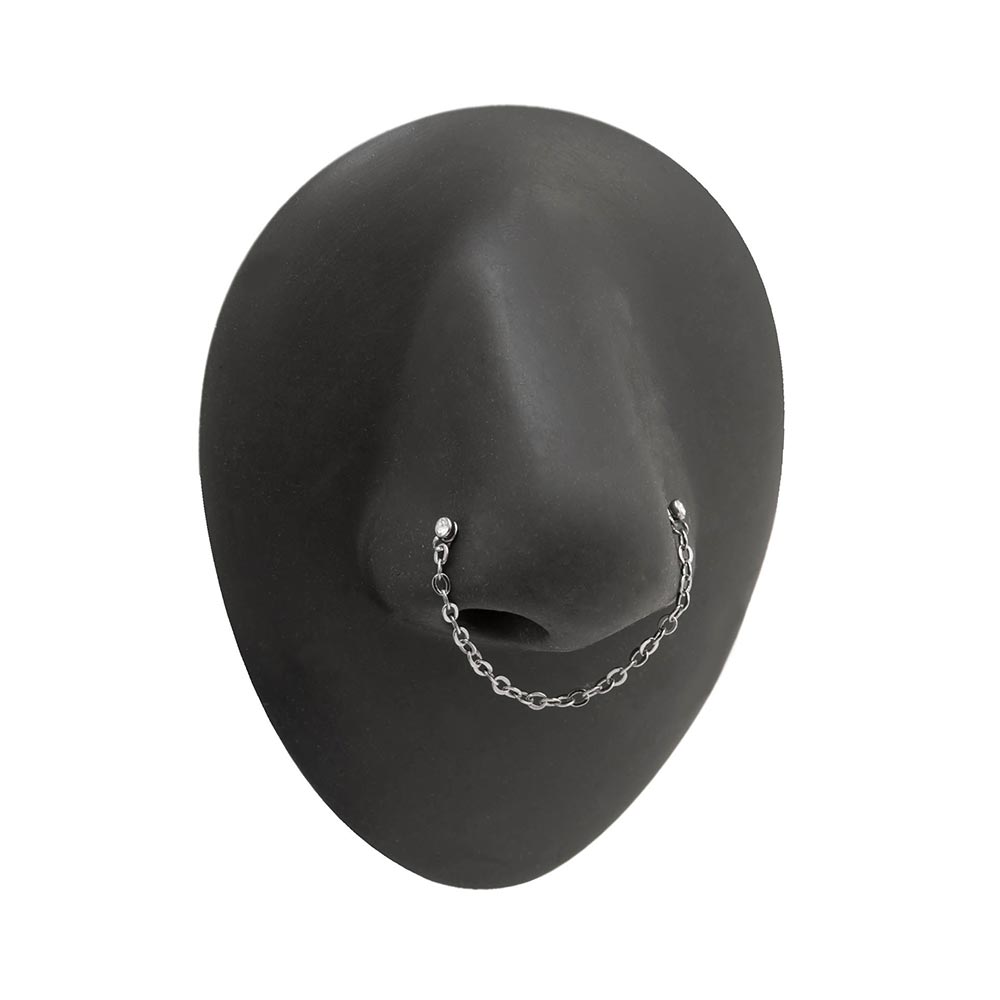 20g 1/4” Crystal Nose Bones with Chain — Set of Two Pairs