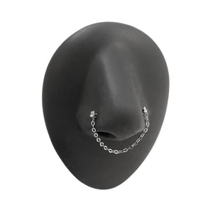 20g 1/4” Crystal Nose Bones with Chain — Set of Two Pairs