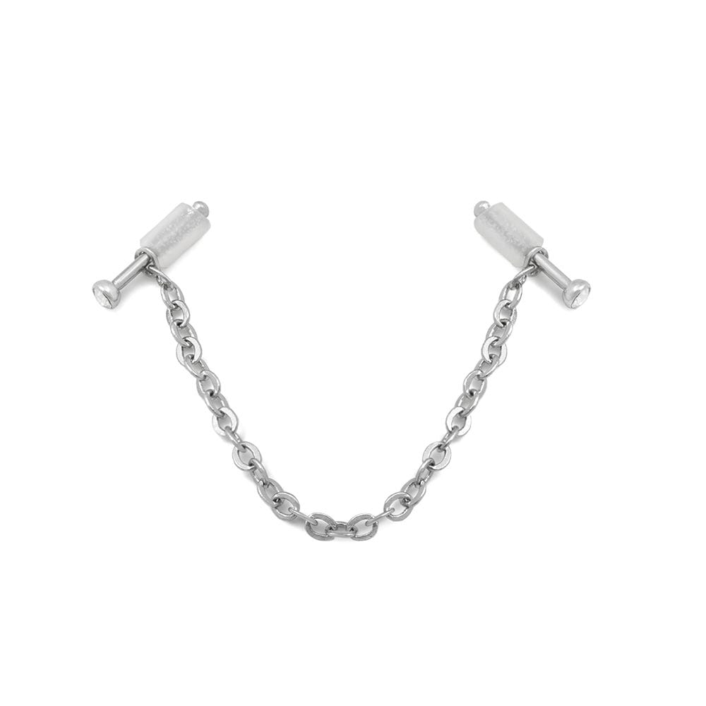 20g 1/4” Crystal Nose Bones with Chain — Set of Two Pairs