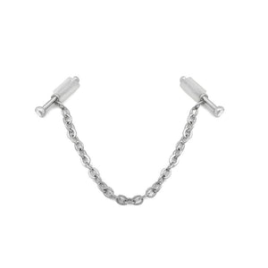 20g 1/4” Crystal Nose Bones with Chain — Set of Two Pairs