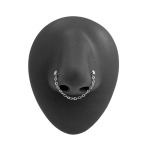 20g 1/4” Crystal Nose Bone Jewelry Set — One Pair with Chain Plus Two Studs