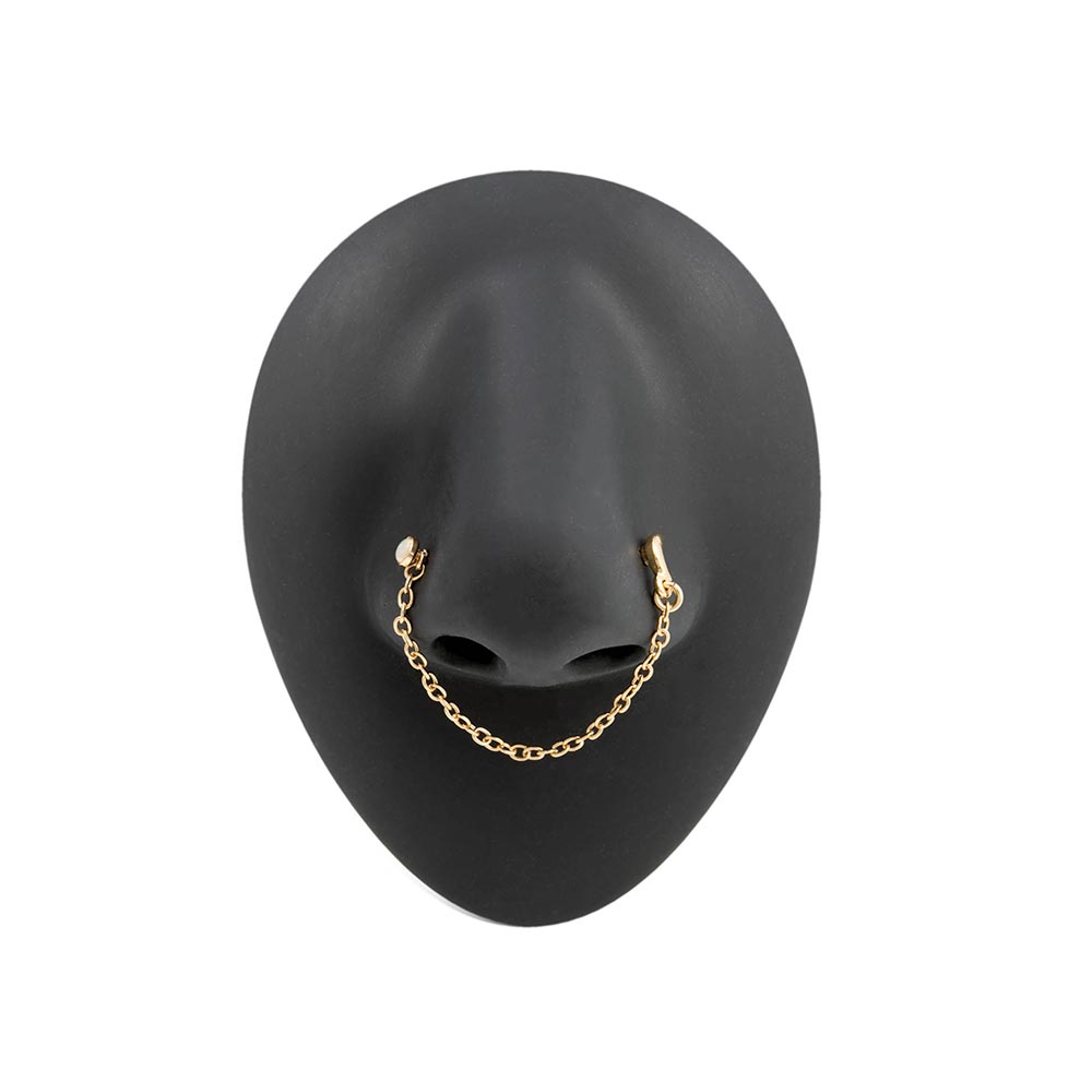 20g 1/4” PVD Gold Celestial Magic Nose Bones with Chain