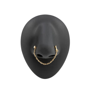 20g 1/4” PVD Gold Celestial Magic Nose Bones with Chain