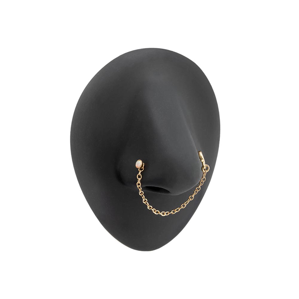 20g 1/4” PVD Gold Celestial Magic Nose Bones with Chain