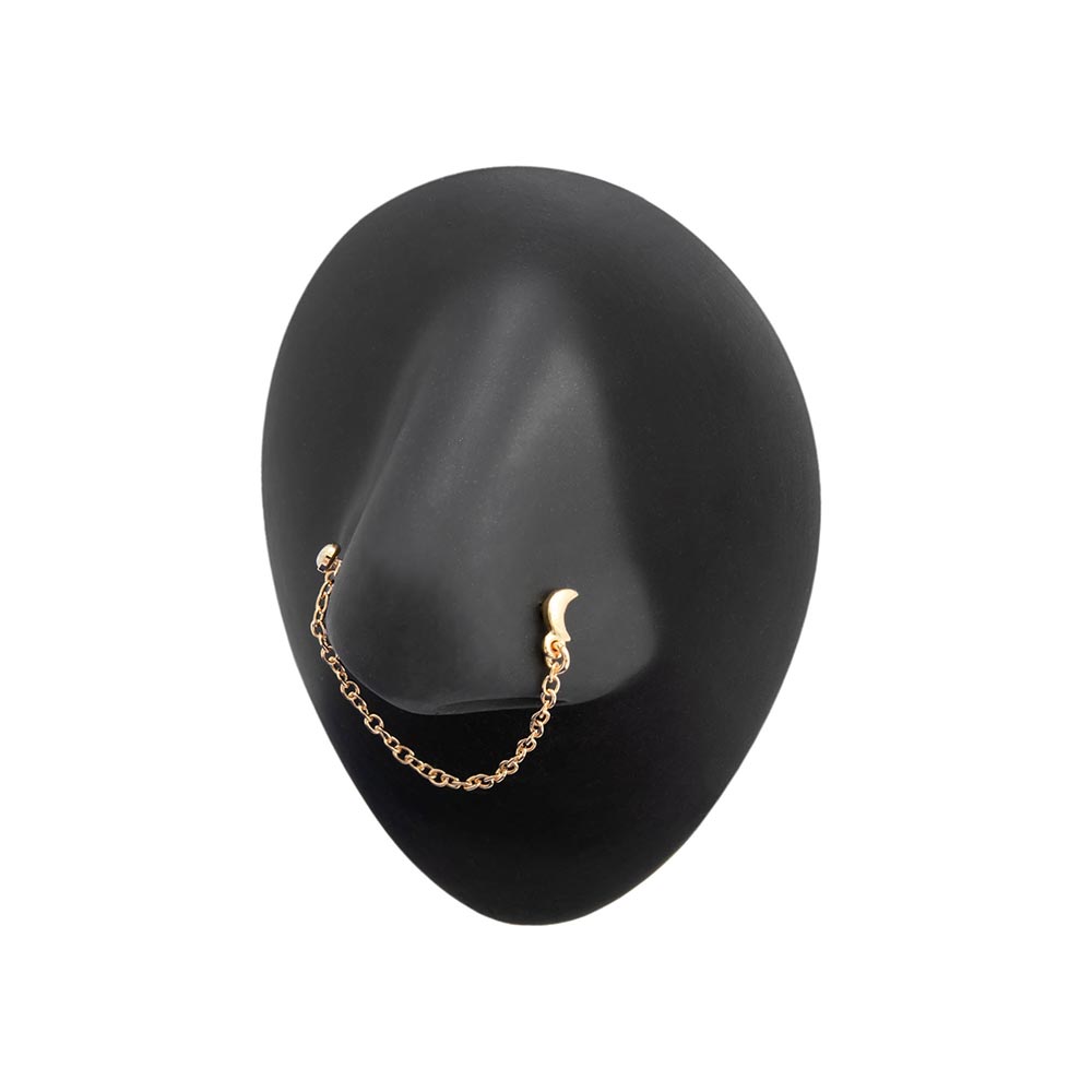 20g 1/4” PVD Gold Celestial Magic Nose Bones with Chain