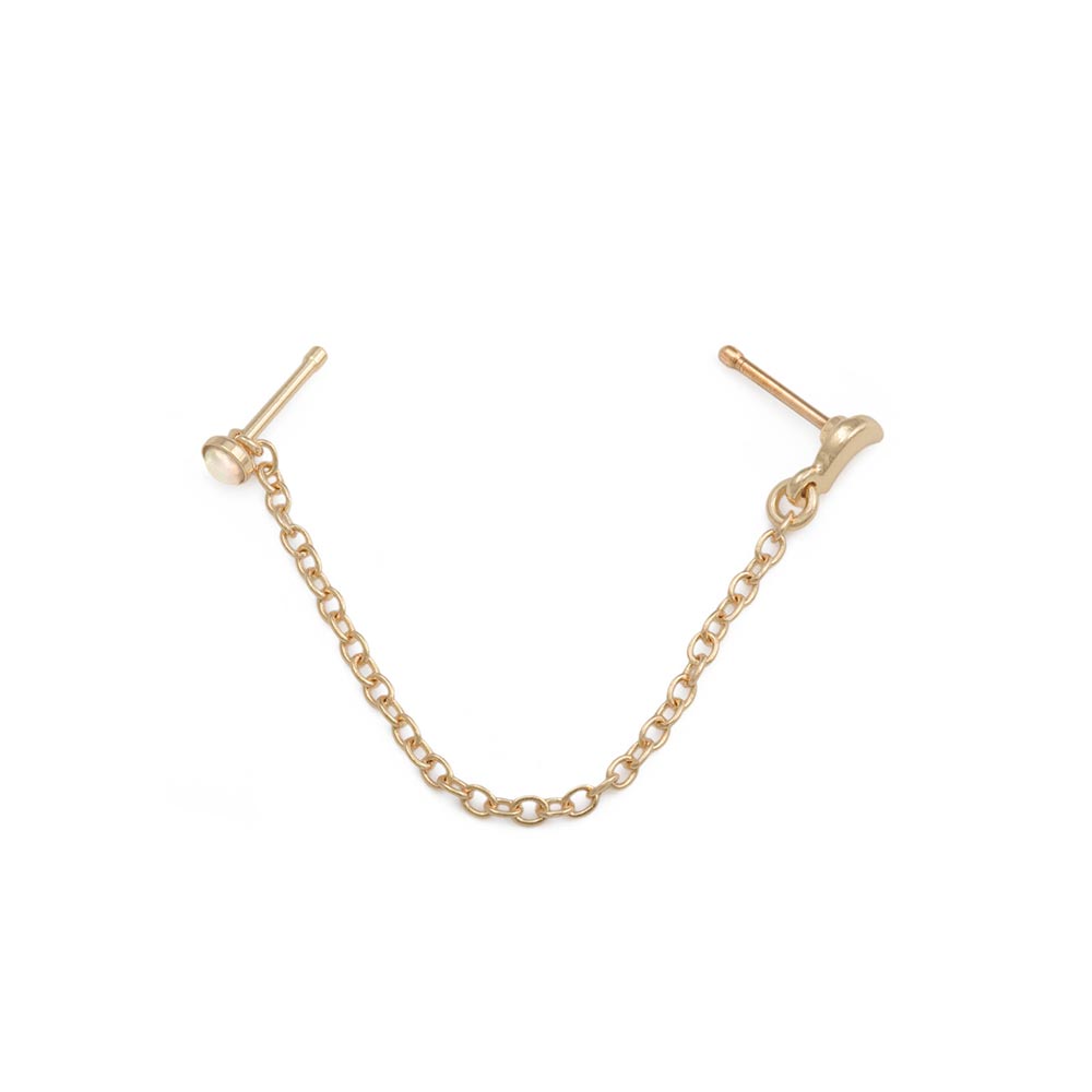 20g 1/4” PVD Gold Celestial Magic Nose Bones with Chain