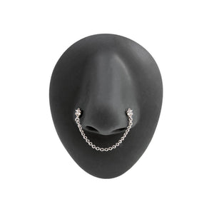 20g 1/4” Rhodium Plated Crystal Wallflower Nose Bones with Chain