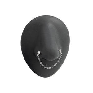 20g 1/4” Rhodium Plated Crystal Wallflower Nose Bones with Chain