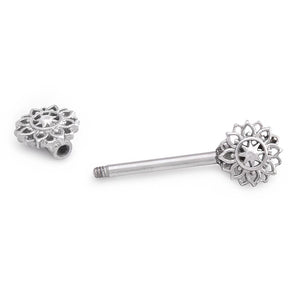 14g 9/16” Geometric Sunflower Steeel Nipple Barbell — Price Per 1