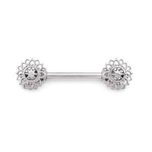 14g 9/16” Geometric Sunflower Steeel Nipple Barbell — Price Per 1