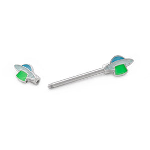 14g 15.5mm UFO Abduction Nipple Barbell — Price Per 1