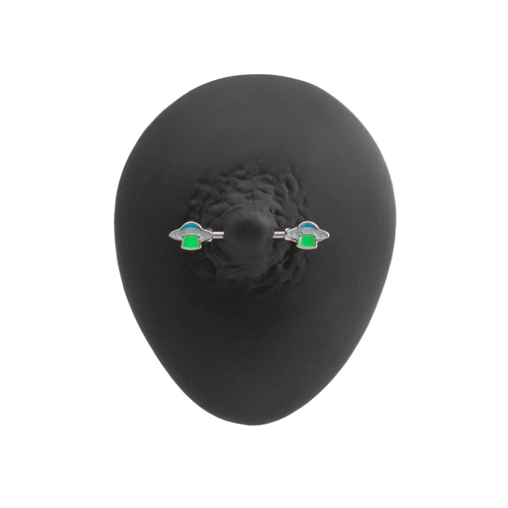 14g 15.5mm UFO Abduction Nipple Barbell — Price Per 1