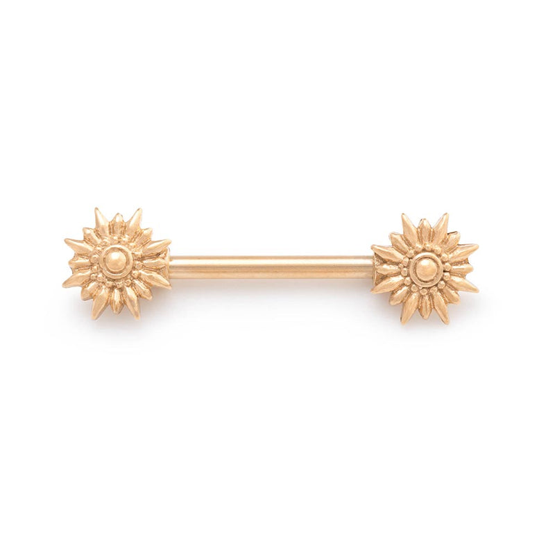 14g 1/2” Star Burst PVD Gold Nipple Barbell — Price Per 1
