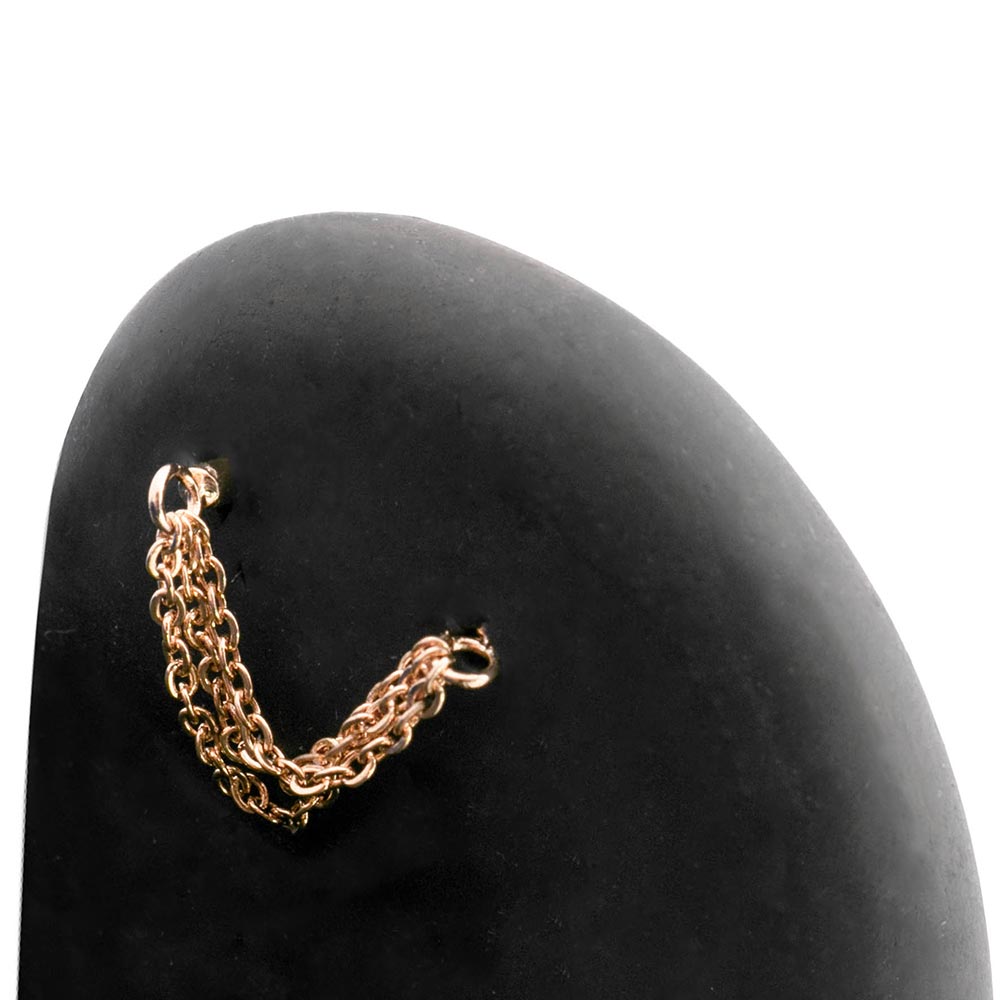 14g 1-1/2” Chained White Opal PVD Gold Cone Ear Jewelry