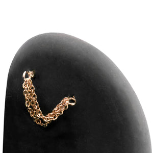 14g 1-1/2” Chained White Opal PVD Gold Cone Ear Jewelry