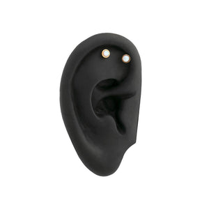 14g 1-1/2” Chained White Opal PVD Gold Cone Ear Jewelry