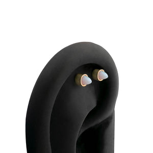 14g 1-1/2” Chained White Opal PVD Gold Cone Ear Jewelry