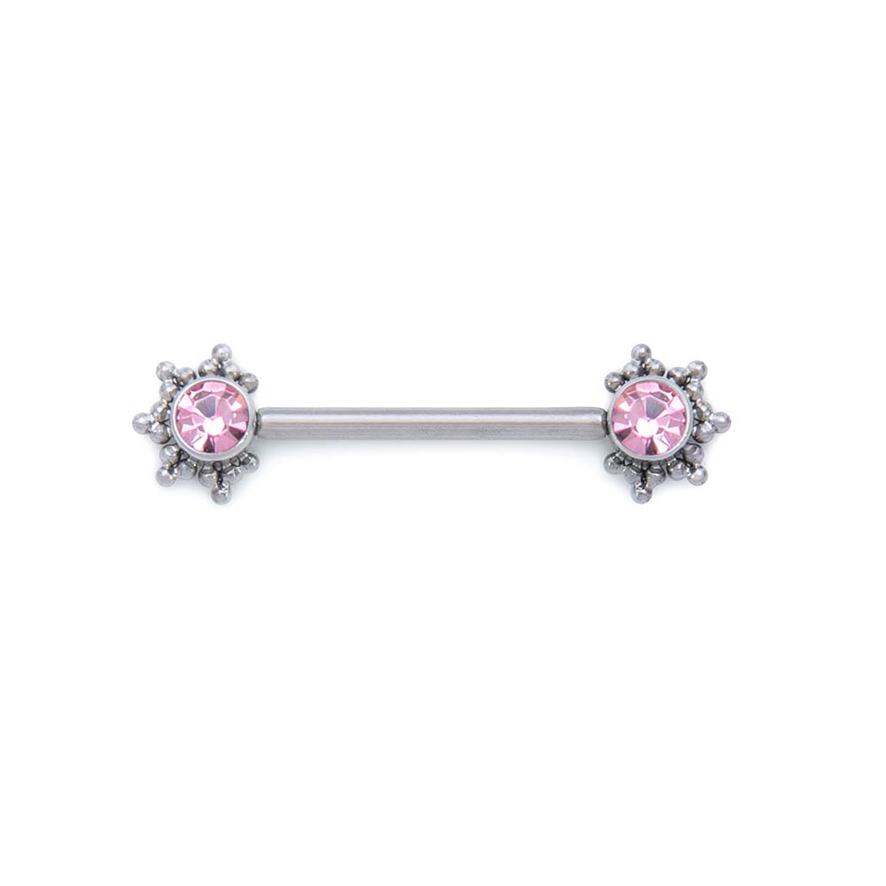 Micron Bead Gem Titanium Nipple Barbell - Threaded