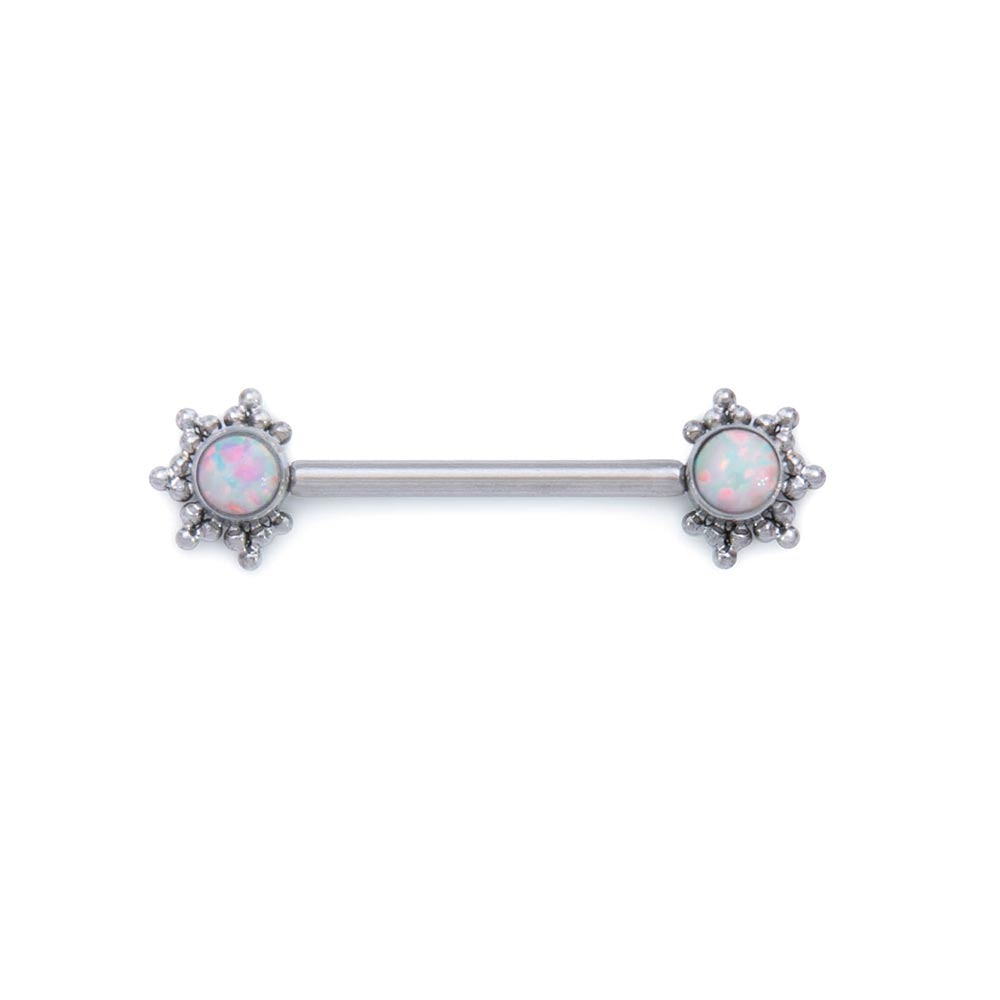 Micron Bead Opal Titanium Nipple Barbell - Threaded
