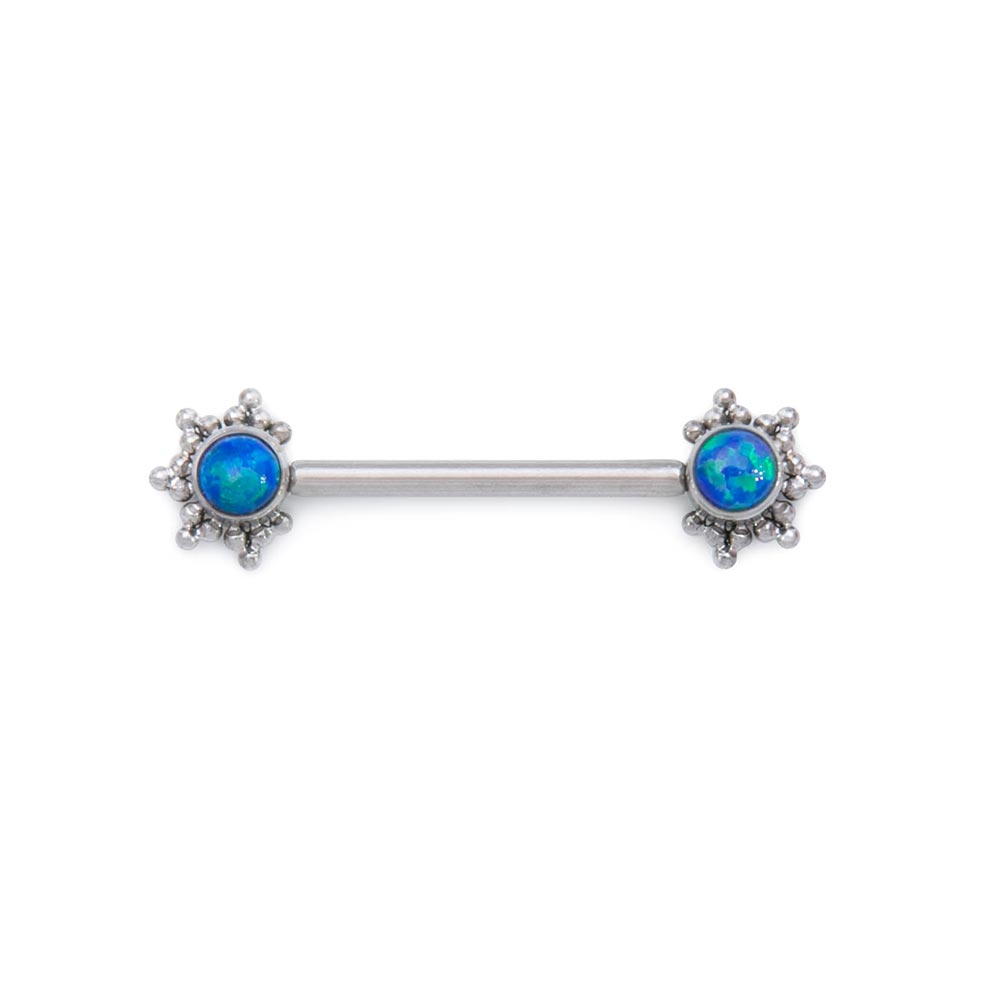 Micron Bead Opal Titanium Nipple Barbell - Threaded