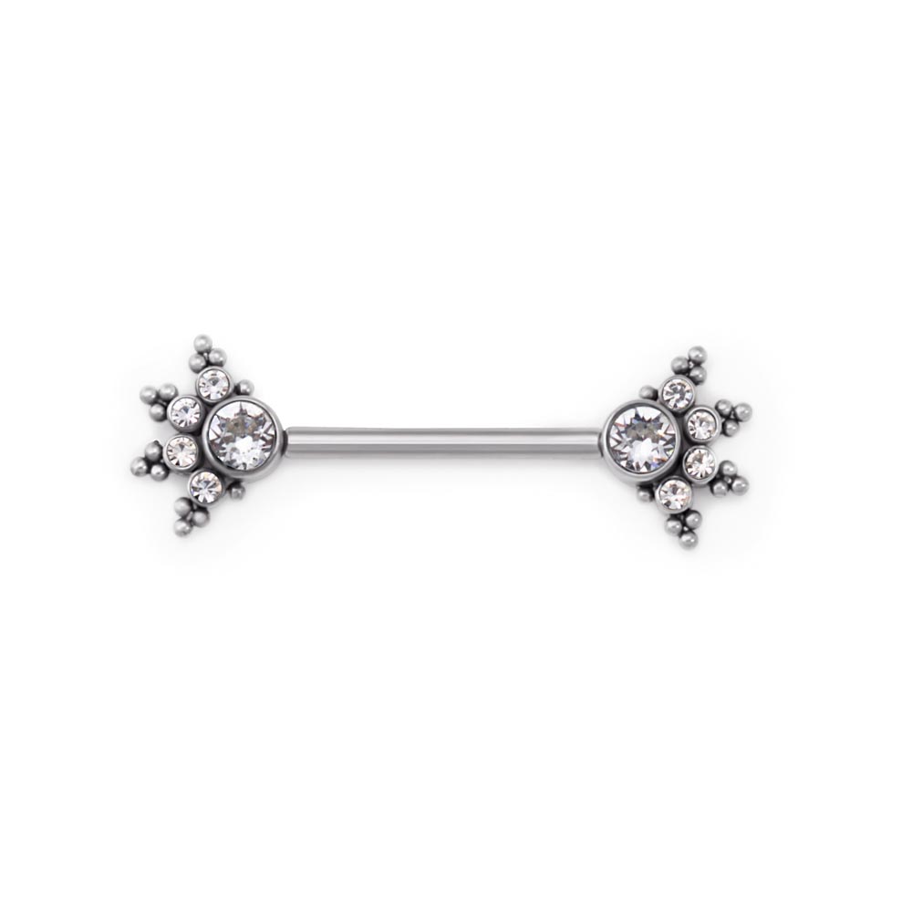 Gem Burst Titanium Nipple Barbell - Threaded