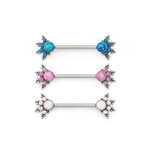 Opal Burst Nipple Barbell - Threaded