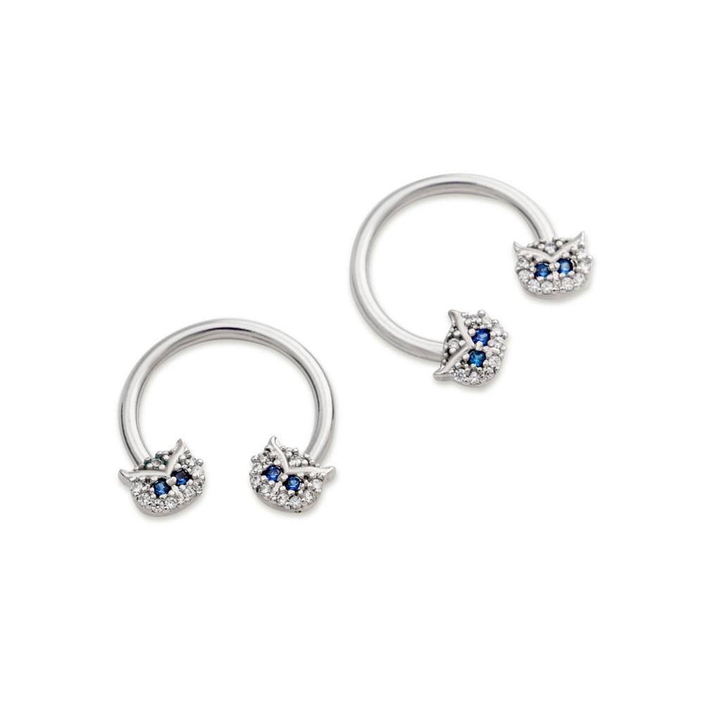 14g 1/2” Blinged Owl Circular Nipple Barbell — Price Per 1