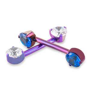 Prong-Set Gem Titanium Nipple Barbell - Threadless
