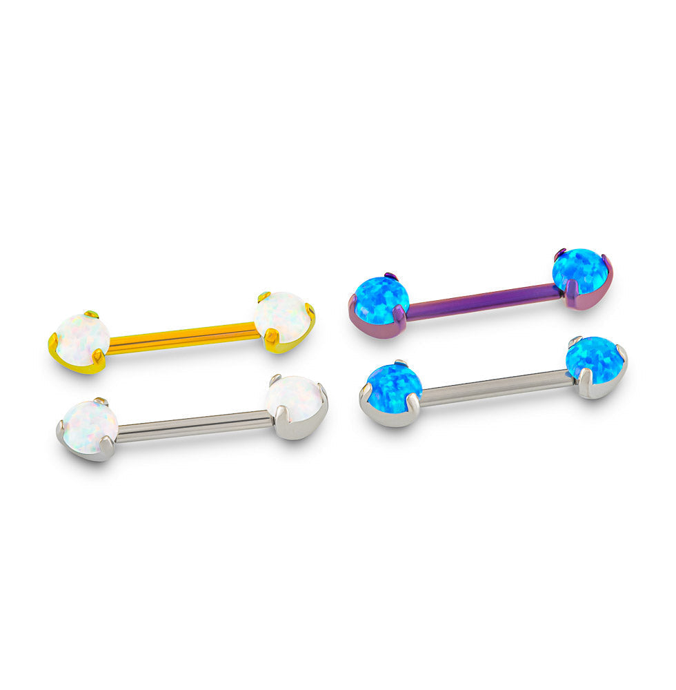 Opal Titanium Nipple Barbell - Threadless