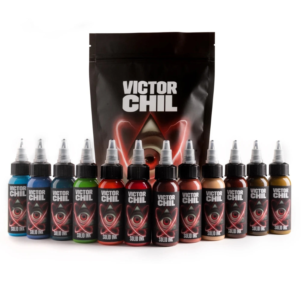Victor Chil 12 Color Set — Solid Ink — 1oz Bottles