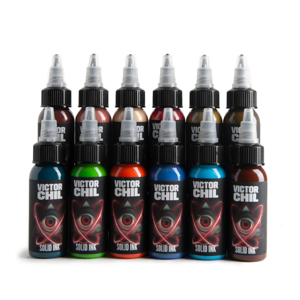 Victor Chil 12 Color Set — Solid Ink — 1oz Bottles