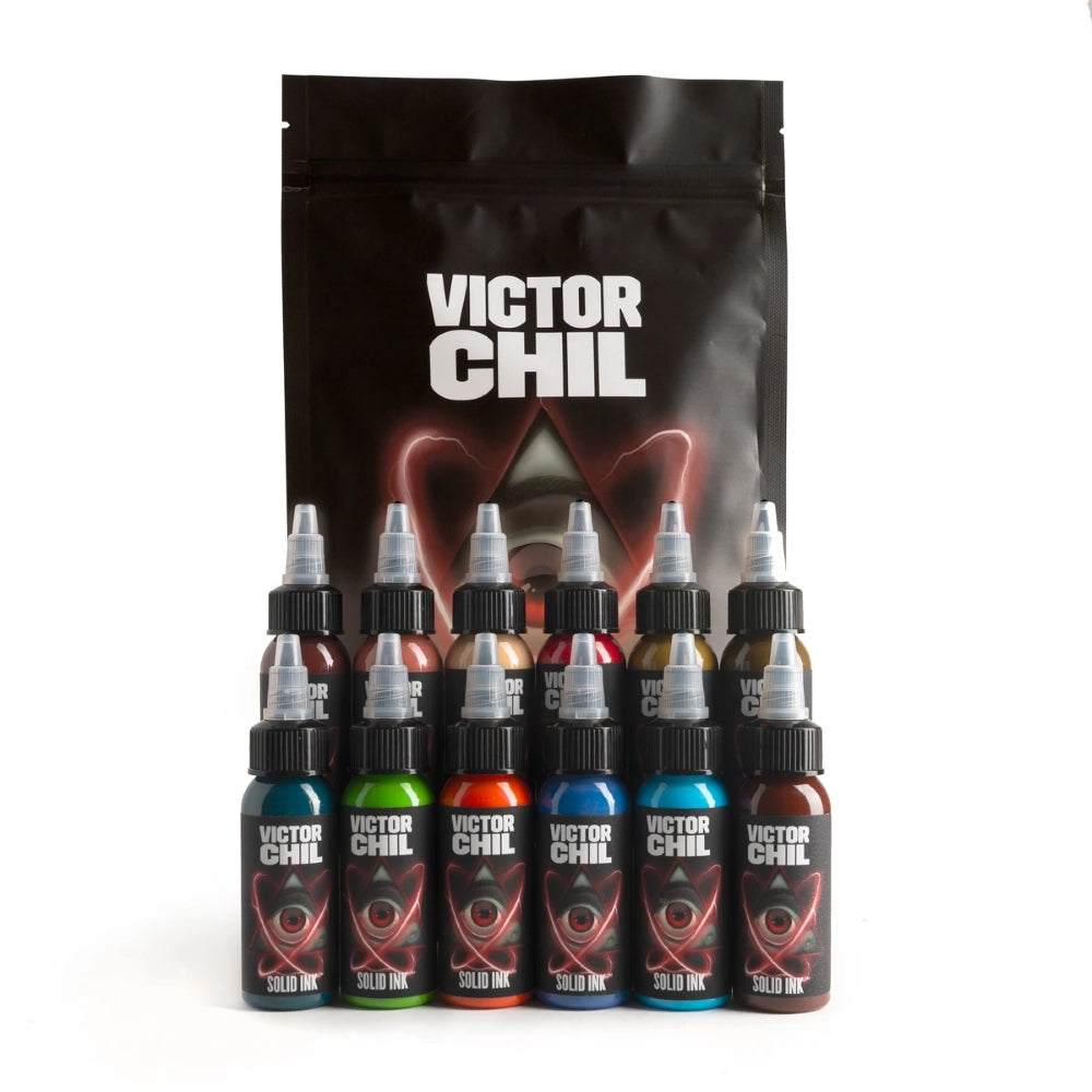 Victor Chil 12 Color Set — Solid Ink — 1oz Bottles