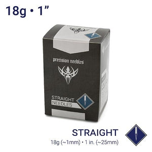 18g Sterilized 1" Body Piercing Needles — Box of 100
