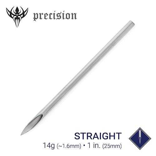 14g Sterilized 1" Body Piercing Needles — Box of 100
