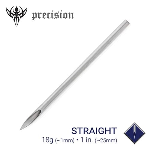 18g Sterilized 1" Body Piercing Needles — Box of 100