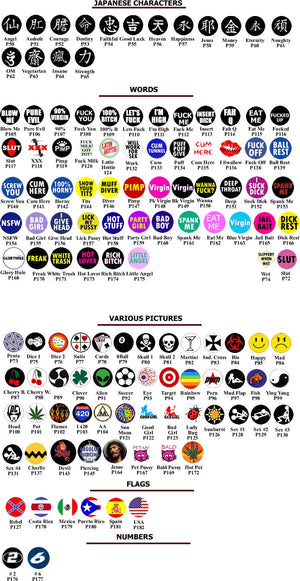 14g 1/2" Mixed Logo Captive Bead Ring Pictures & Words - Price Per 10