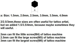 6 Piece Allen Wrench Set - For Tattoo Grips, Tattoo Machines - Tattoo Supplies