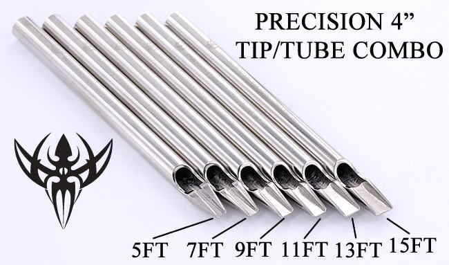 4" Precision Flat Tattoo Tip - Tip Tube Set Up