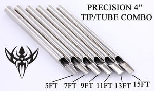 4" Precision Flat Tattoo Tip - Tip Tube Set Up