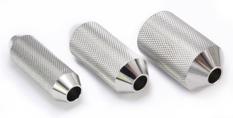 Stainless Steel Tattoo Knurled Angle Grip - 3 Sizes - Tattoo Supplies