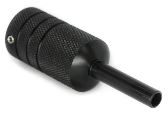Knurling Lightweight Autoclavable Ballistic Plastic 1" Black Tattoo Grip - One-Piece Design