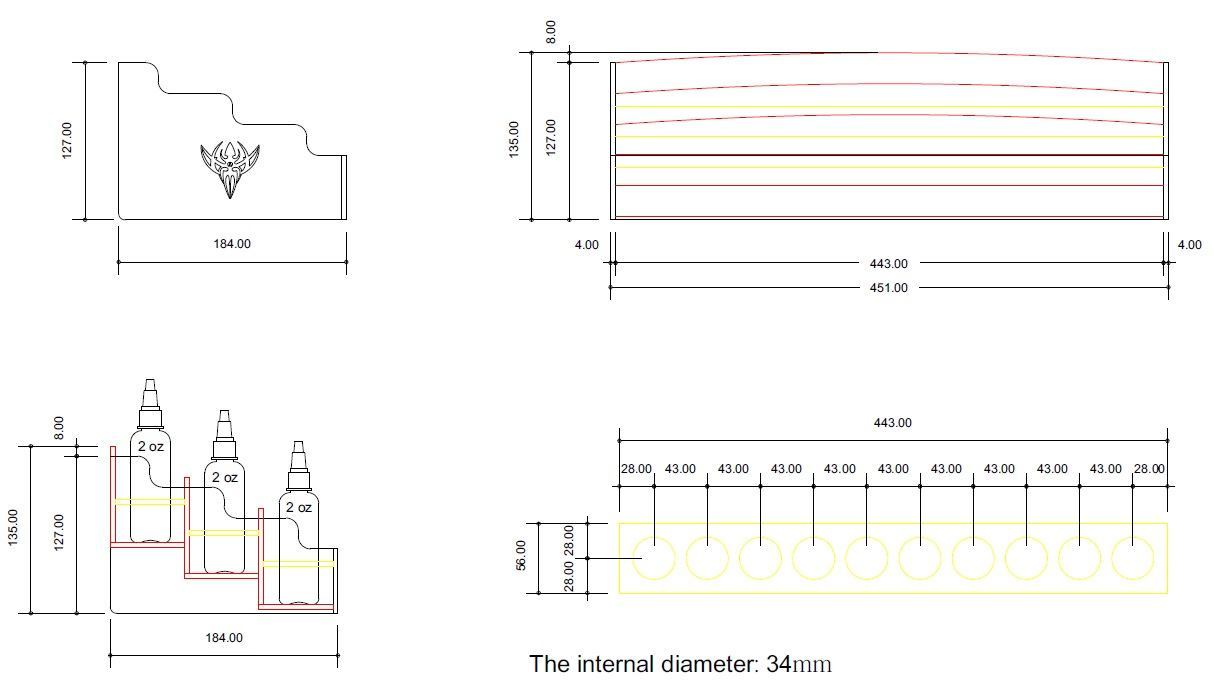 2oz Ink Bottle Holder - 30 Bottles Can be Displayed or Held
