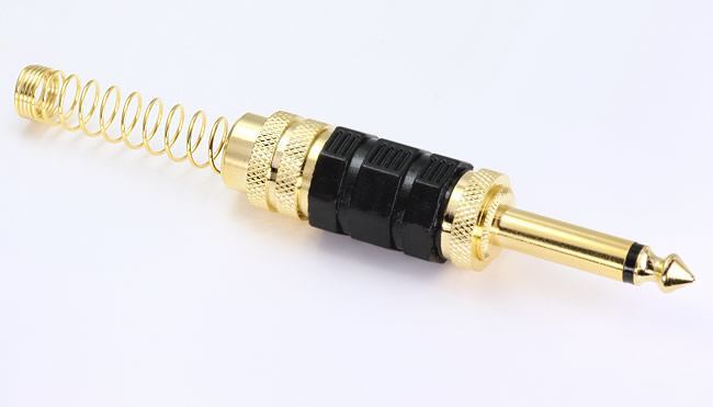 Deluxe Gold Plated 1/4" Jack Mono Plug With Black Accent
