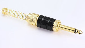 Deluxe Gold Plated 1/4" Jack Mono Plug With Black Accent