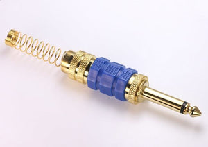 Deluxe Gold Plated Quarter Inch Jack Mono Plug With Blue Accent