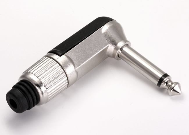 Deluxe Nickel Plated Right Angle Quarter Inch Jack Mono Plug