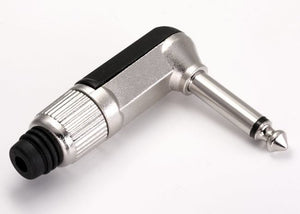 Deluxe Nickel Plated Right Angle Quarter Inch Jack Mono Plug